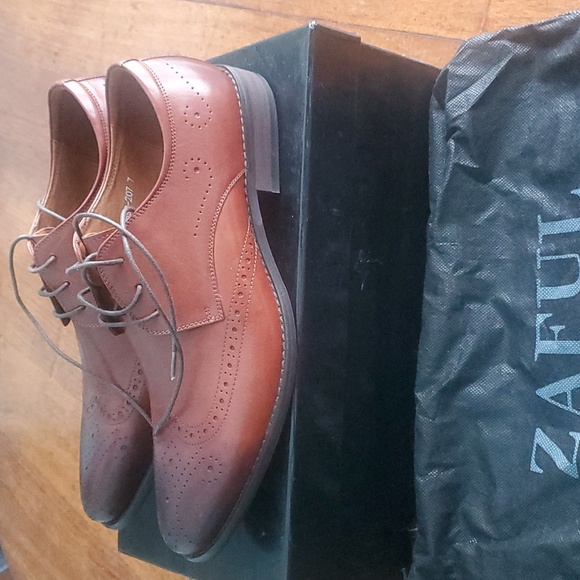 EUC Men's Lace up Wingtip Dress Shoes -Cognac Brown Size 7 - Picture 8 of 9
